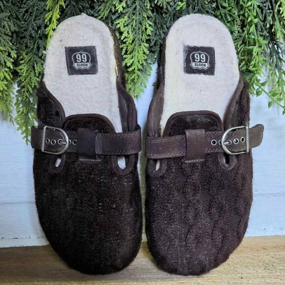 Size 8 Brown Sweater Knit Route 66 Clogs - Picture 1 of 7